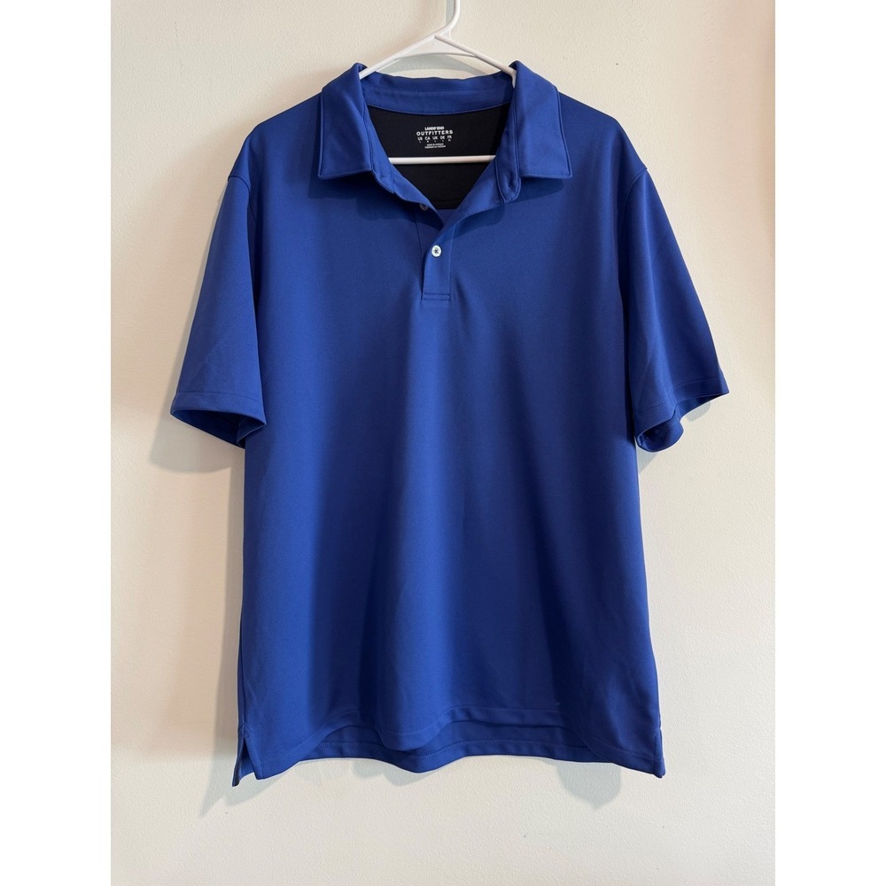 Lands‎ End Outfitters Polo Shirt Mens Large Blue Short Sleeve Pique Knit